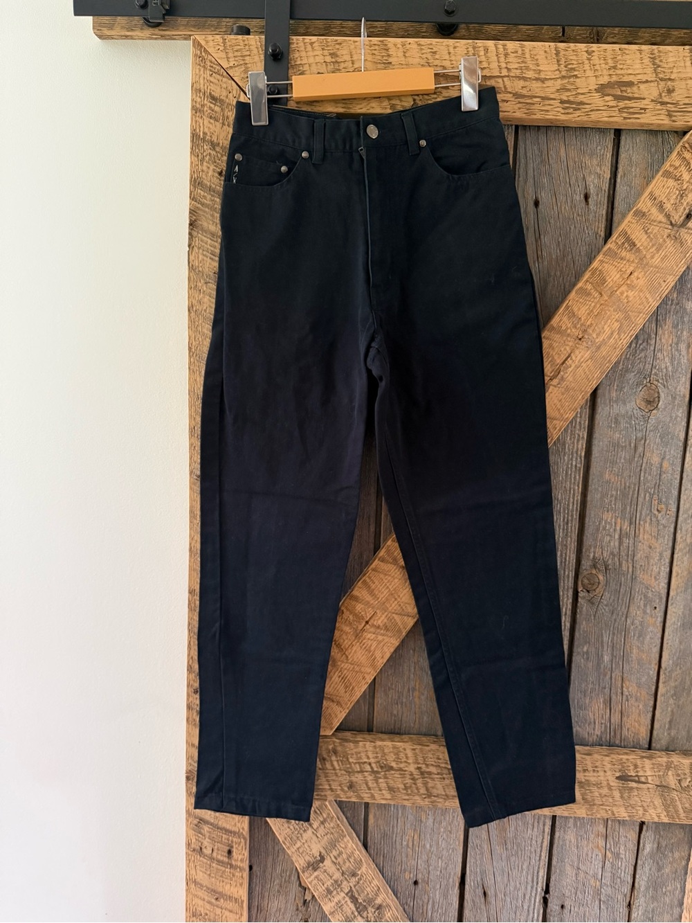 Armani Exchange Black 100% Cotton Straight Leg Pants - Size 28